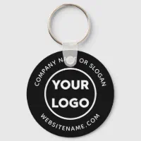Custom Company Logo Corporate Swag Black Keychain