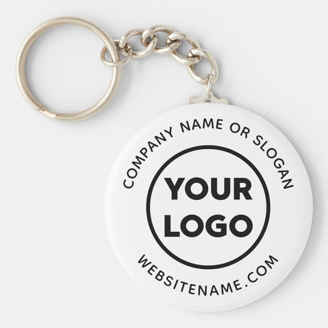 Custom Company Logo and Text Corporate Swag Keychain | Zazzle