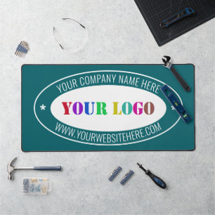 Custom Company Logo and Text Desk Mat Example
