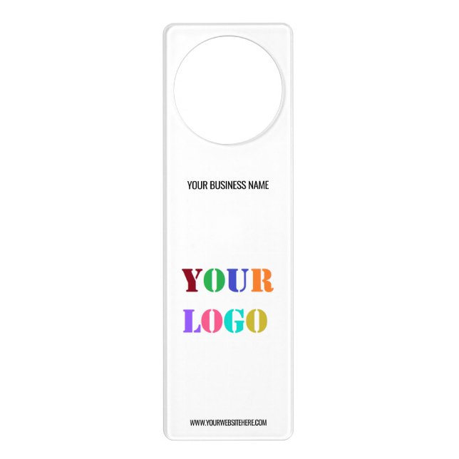 Custom Company Logo and Text Door Hanger Template (Front)