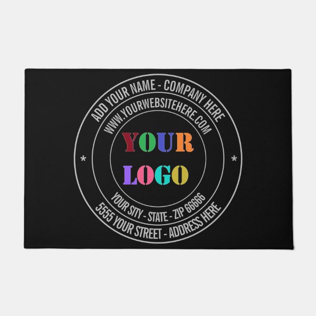 Custom Company Logo and Text Doormat Choose Colors (Front)
