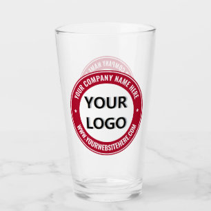 Custom Company Logo and Text Glass - Choose Colors