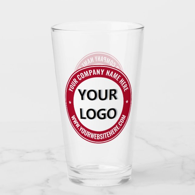Custom Company Logo and Text Glass - Choose Colors (Front)