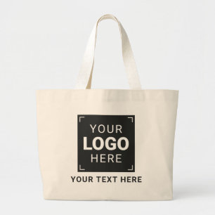 Custom Company Logo and Text Large Tote Bag
