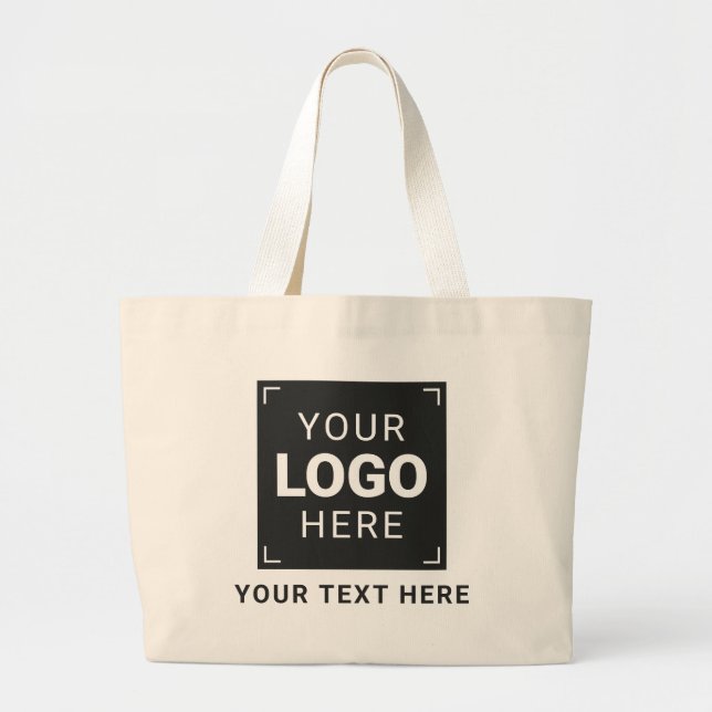 Custom Company Logo and Text Large Tote Bag (Front)