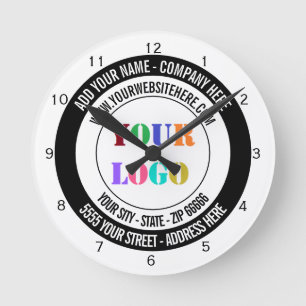 Custom Company Logo and Text Name Business Clock