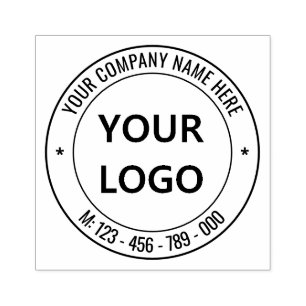 Custom Company Logo and Text Round Rubber Stamp