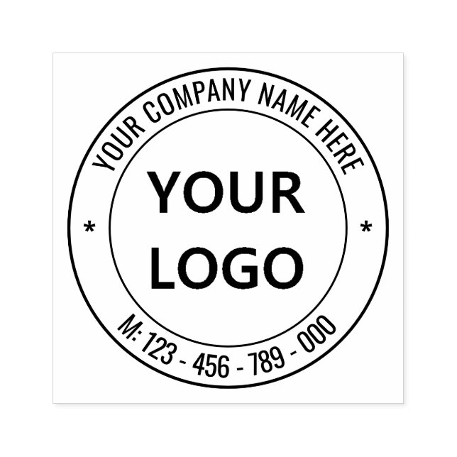 Custom Company Logo and Text Round Rubber Stamp (Imprint)