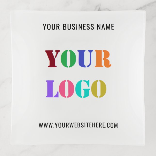 Custom Company Logo and Text Trinket Tray Template (Front)