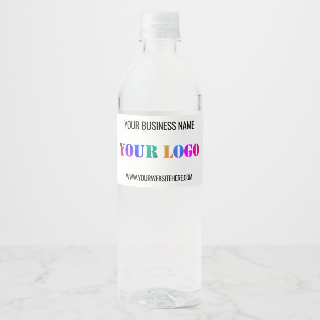 Custom Company Logo and Text Water Bottle Label (Front)