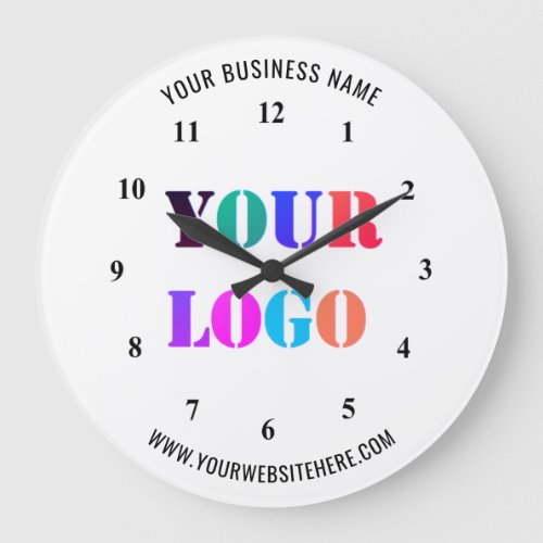 Custom Company Logo and Text Your Business Clock