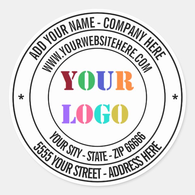 Custom Company Logo and Text Your Business Sticker (Front)