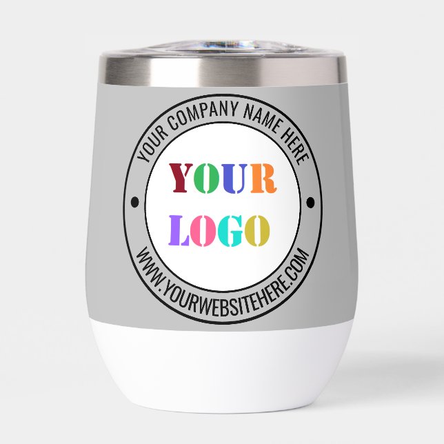 Custom Company Logo and Text Your Business Thermal Wine Tumbler (Front)