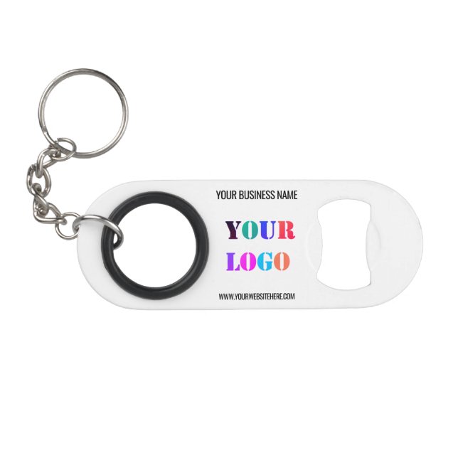 Custom Company Logo and Text Your Personalized Keychain Bottle Opener (Front (Horizontal))