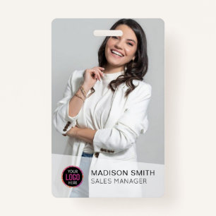 Custom Company Logo Bar Code Employee Photo Badge