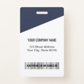 Custom Company Logo Bar Code Employee Photo Blue Badge | Zazzle