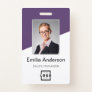 Custom Company Logo Bar Code Employee Photo Purple Badge
