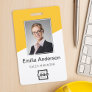 Custom Company Logo Bar Code Employee Photo Yellow Badge