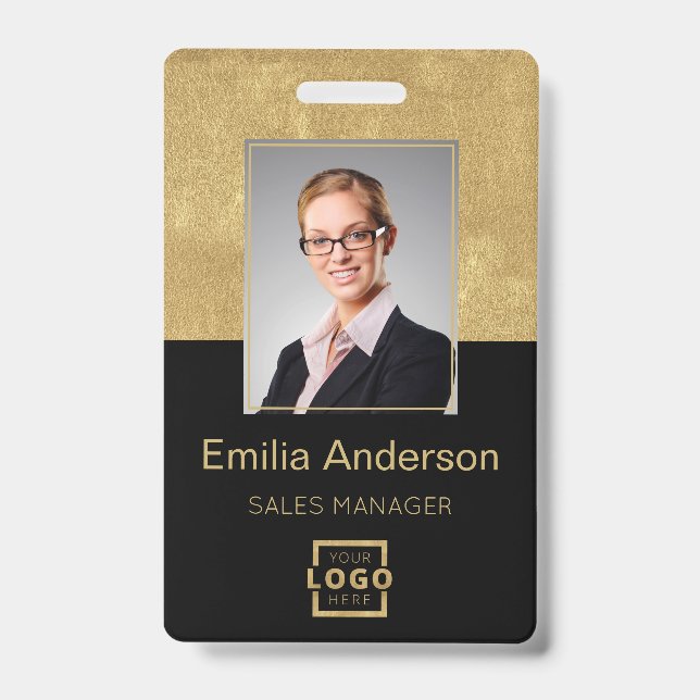 Custom Company Logo Basic Bar Code Employee Photo Badge (Front)