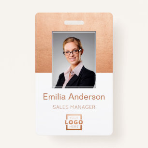 Custom Company Logo Basic Bar Code Employee Photo Badge