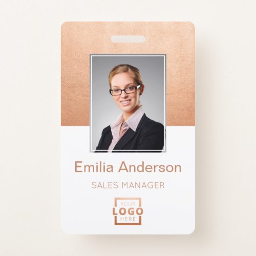 Custom Company Logo Basic Bar Code Employee Photo Badge