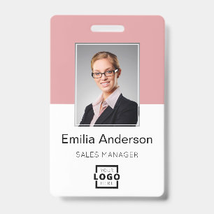 Custom Company Logo Basic Bar Code Employee Photo Badge