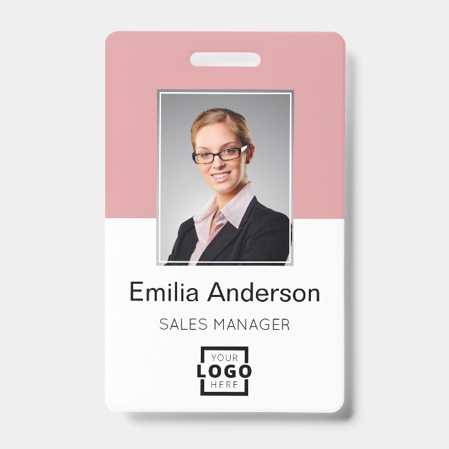 Custom Company Logo Basic Bar Code Employee Photo Badge (Front)