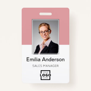 Custom Company Logo Basic Bar Code Employee Photo Badge