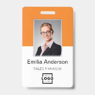 Custom Company Logo Basic Bar Code Employee Photo Badge
