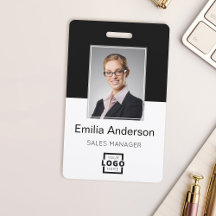 Custom Company Logo Basic Bar Code Employee Photo