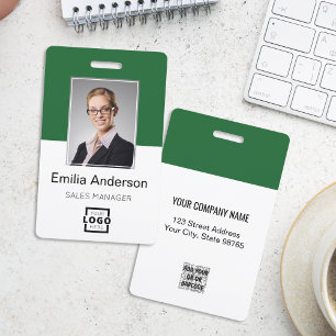 Custom Company Logo Basic Bar Code Employee Photo Badge