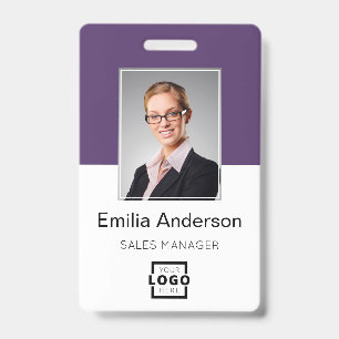 Custom Company Logo Basic Bar Code Employee Photo Badge