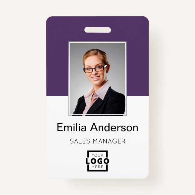 Custom Company Logo Basic Bar Code Employee Photo Badge (Front)