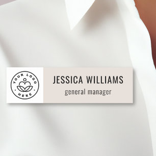 Custom Company Logo Beige Employee Name Tag