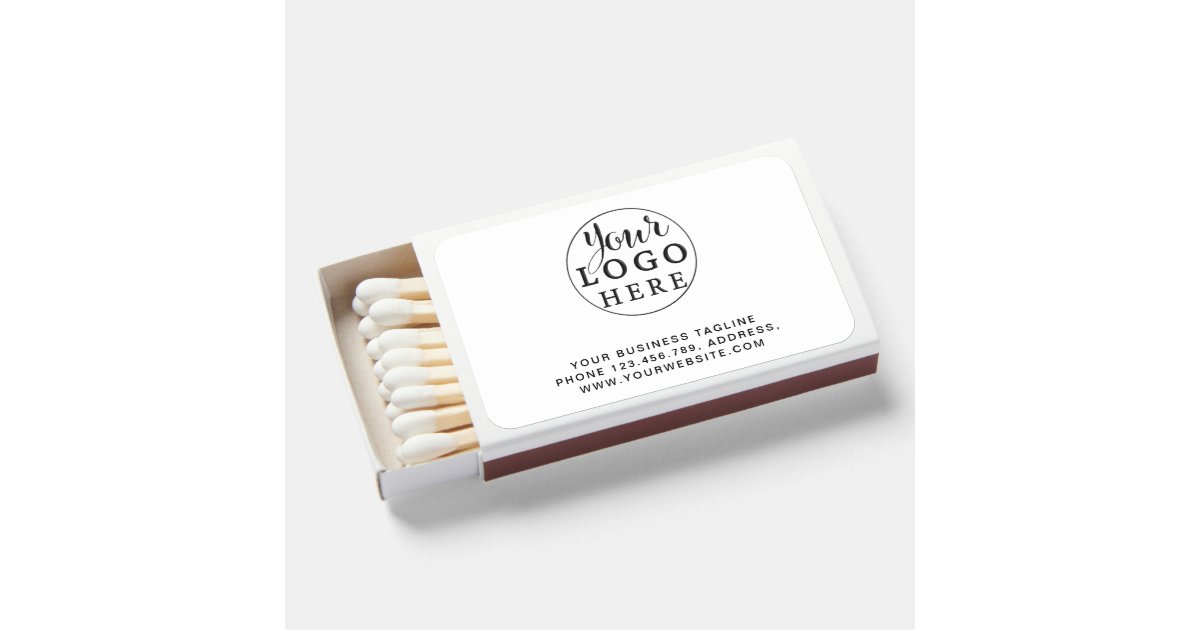 Custom Company Logo Black and White Branded Matchboxes Zazzle