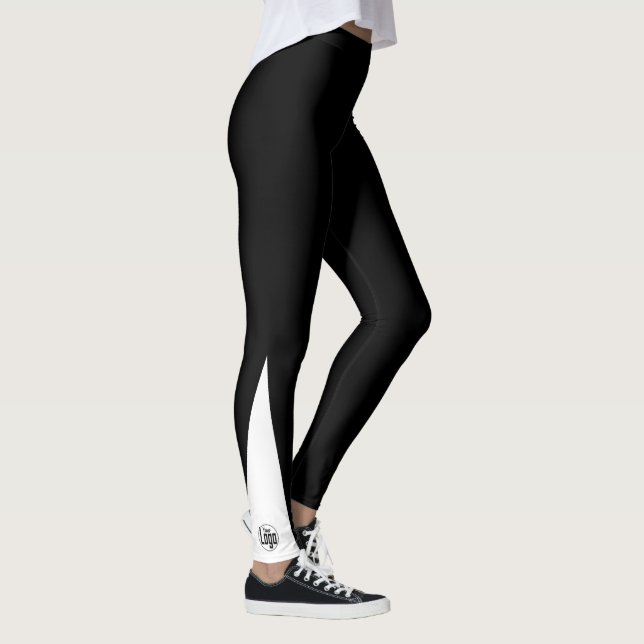 Custom Company Logo Black and White Leggings (Right)