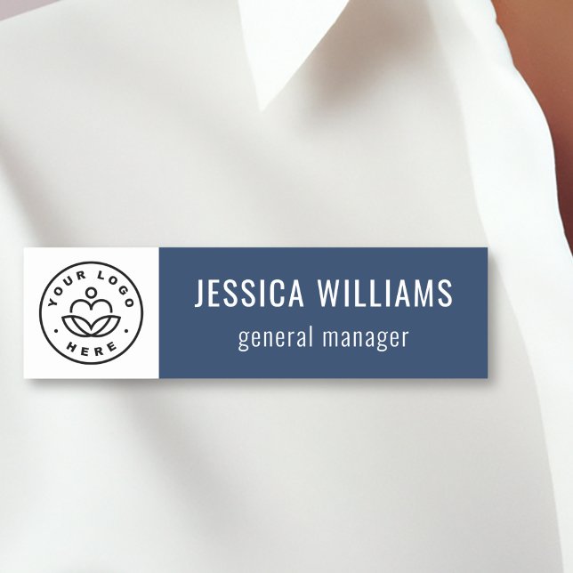 Custom Company Logo Blue Employee Name Tag (Creator Uploaded)