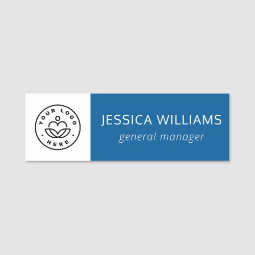 Custom Company Logo Blue Employee Name Tag