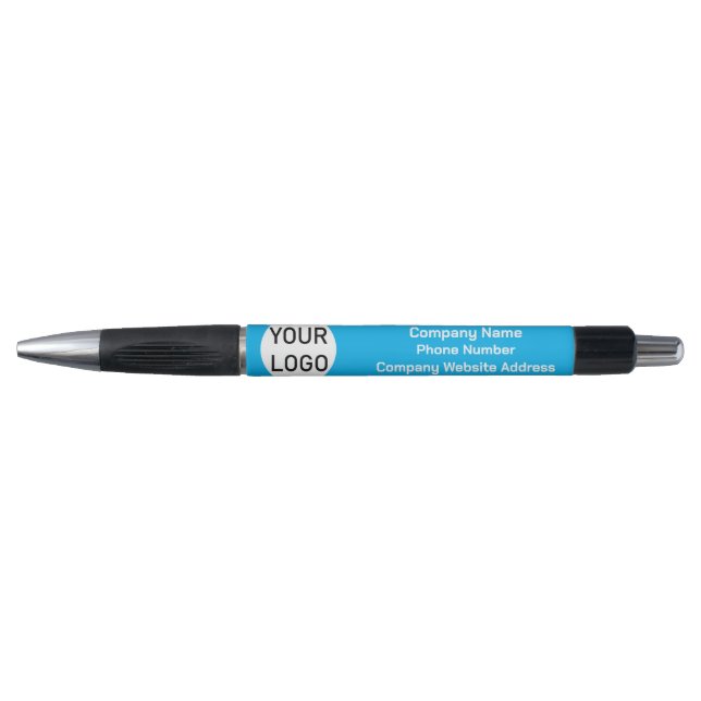 Custom Company Logo Blue Ink Pen (Front)