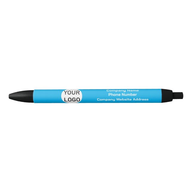 Custom Company Logo Blue Ink Pen (Front)
