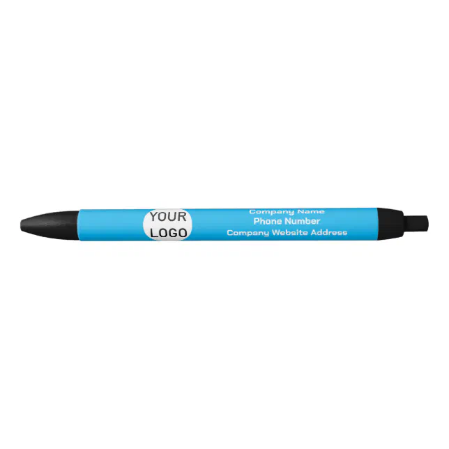 Custom Company Logo Blue Ink Pen | Zazzle