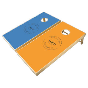 Custom Company Logo Blue Orange teams Cornhole Set