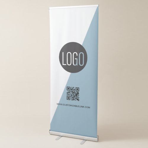 Custom Company logo blue white QR code Retractable Retractable Banner