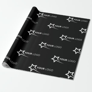Custom Company Logo Branded Business Black Wrapping Paper