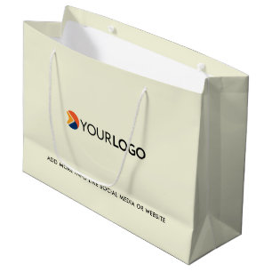Custom company logo branded business gifts beige large gift bag