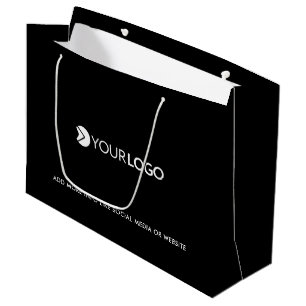 Custom company logo branded business gifts black large gift bag