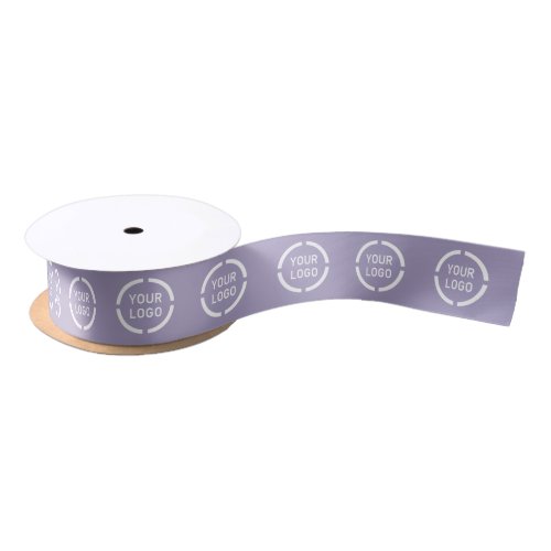 Custom company logo branded business gifts purple satin ribbon