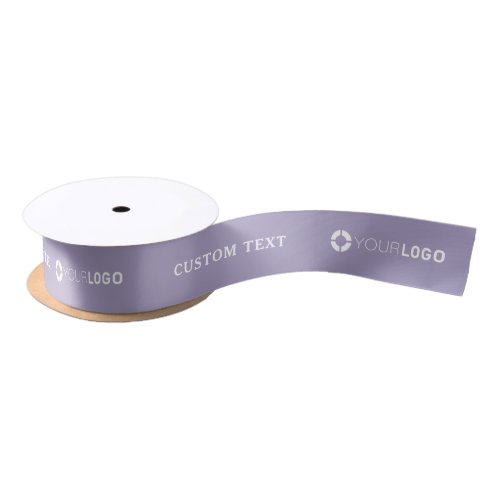 Custom company logo branded business gifts purple  satin ribbon