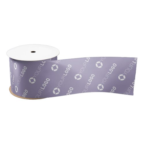 Custom company logo branded business gifts purple satin ribbon