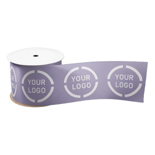 Custom company logo branded business gifts purple satin ribbon